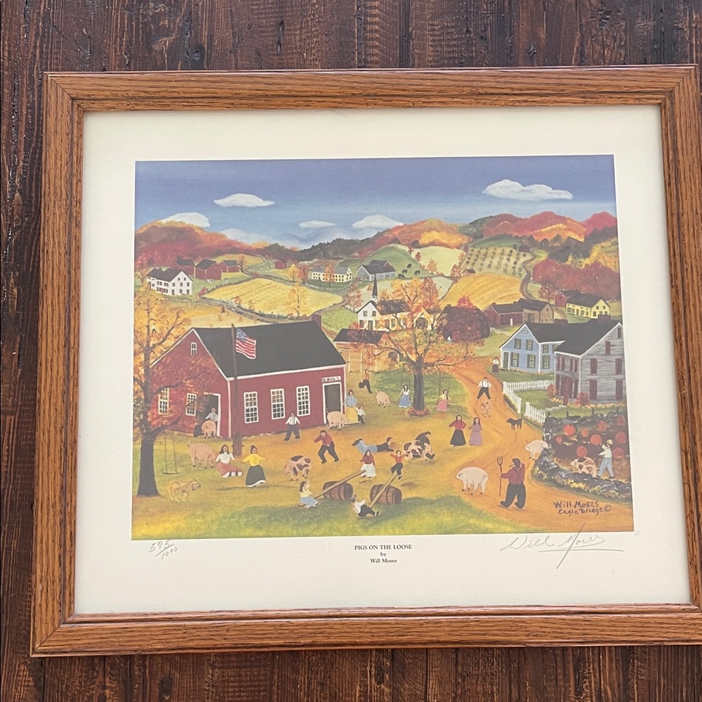 Charming Autumn Village Scene Framed Art